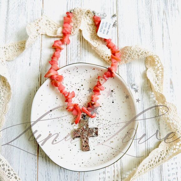 FREE PEOPLE Supernova Choker In Roze Quartz & Silver NWT - Picture 2 of 6